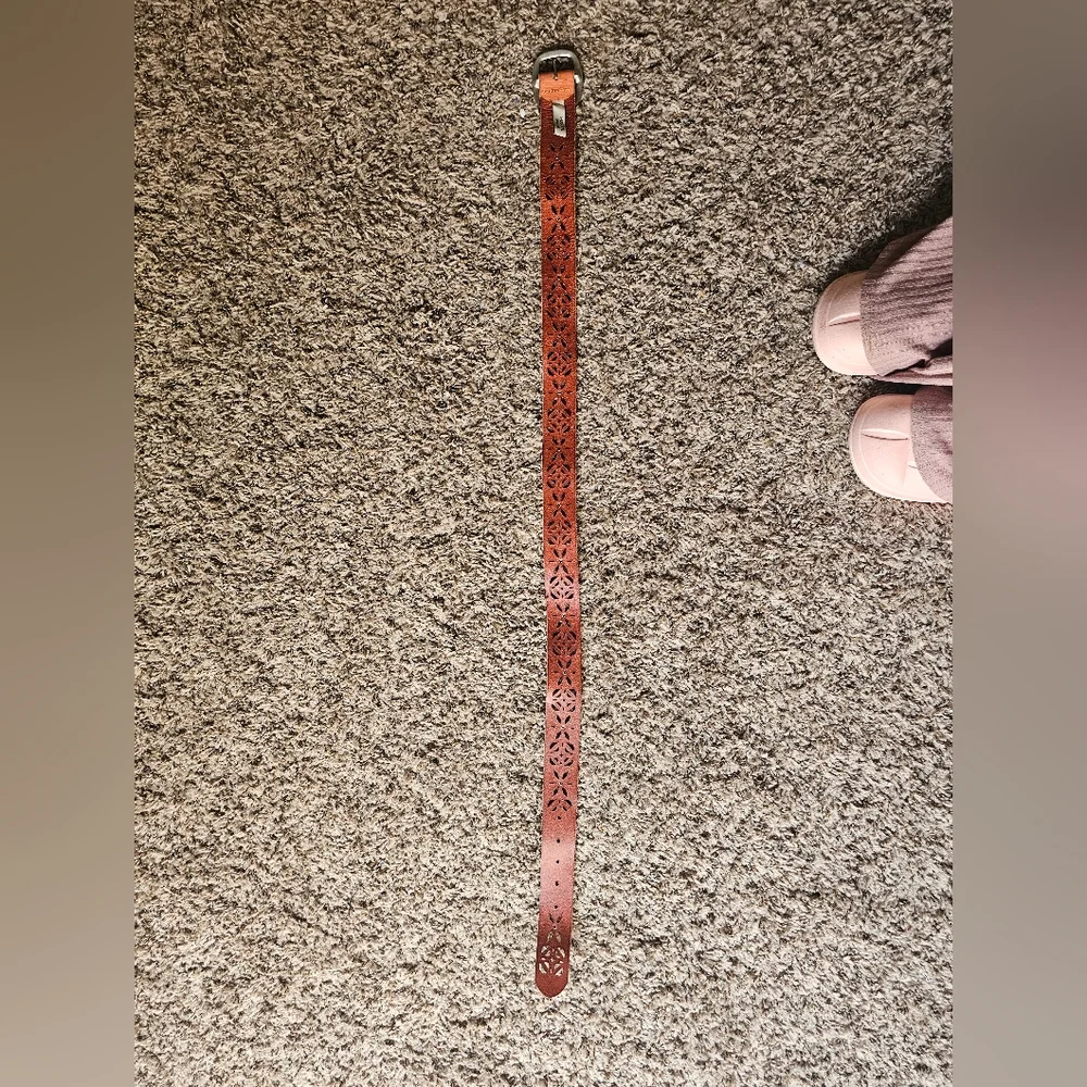 Fossil leather floral cognac brown‎ belt